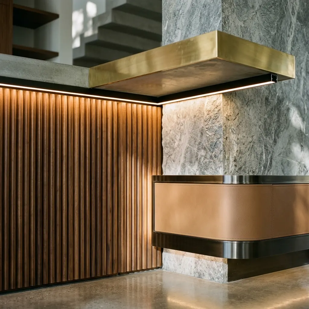 Feature lighting over a dining area in a residential interior